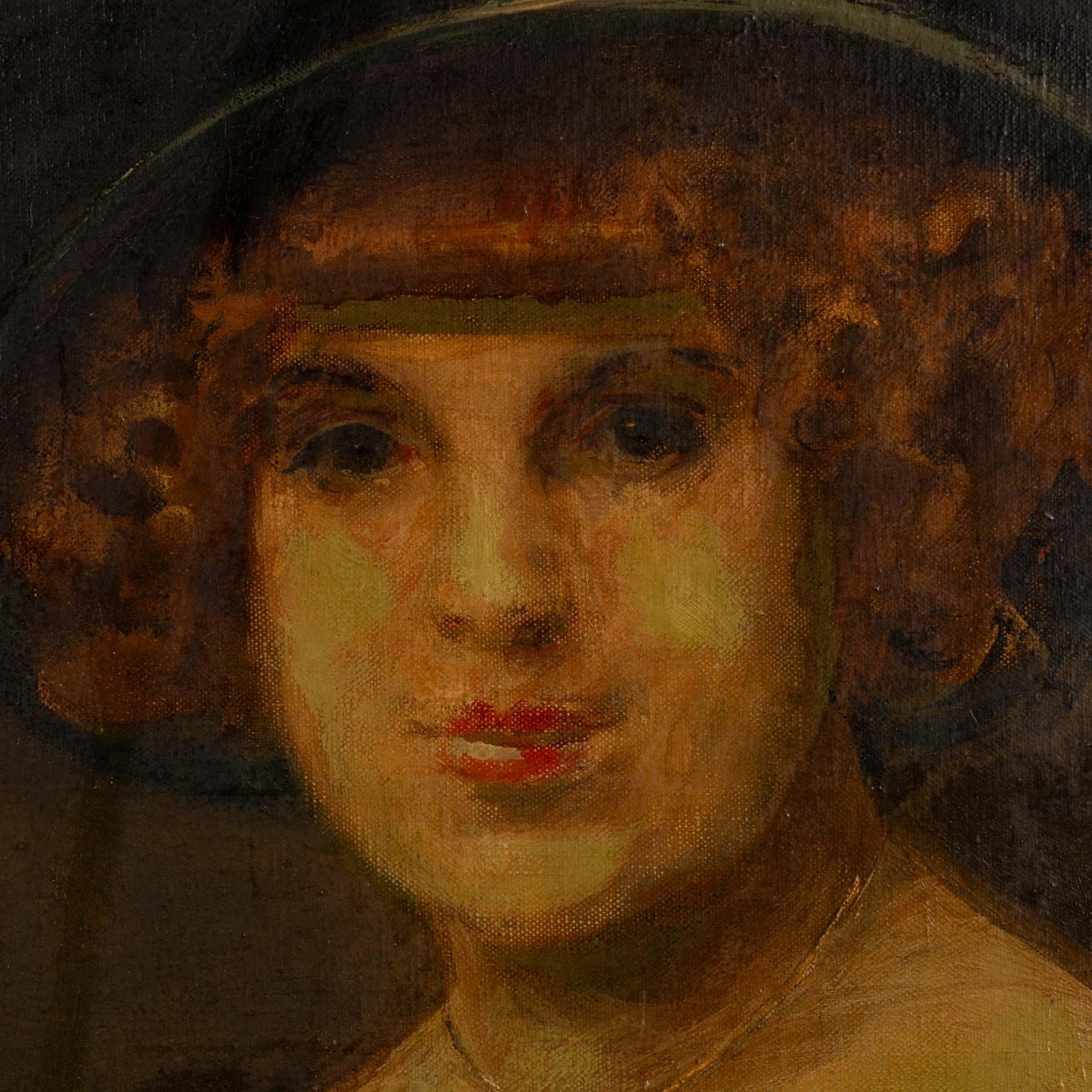 19th Century Original Oil on Canvas Portrait of Woman, 