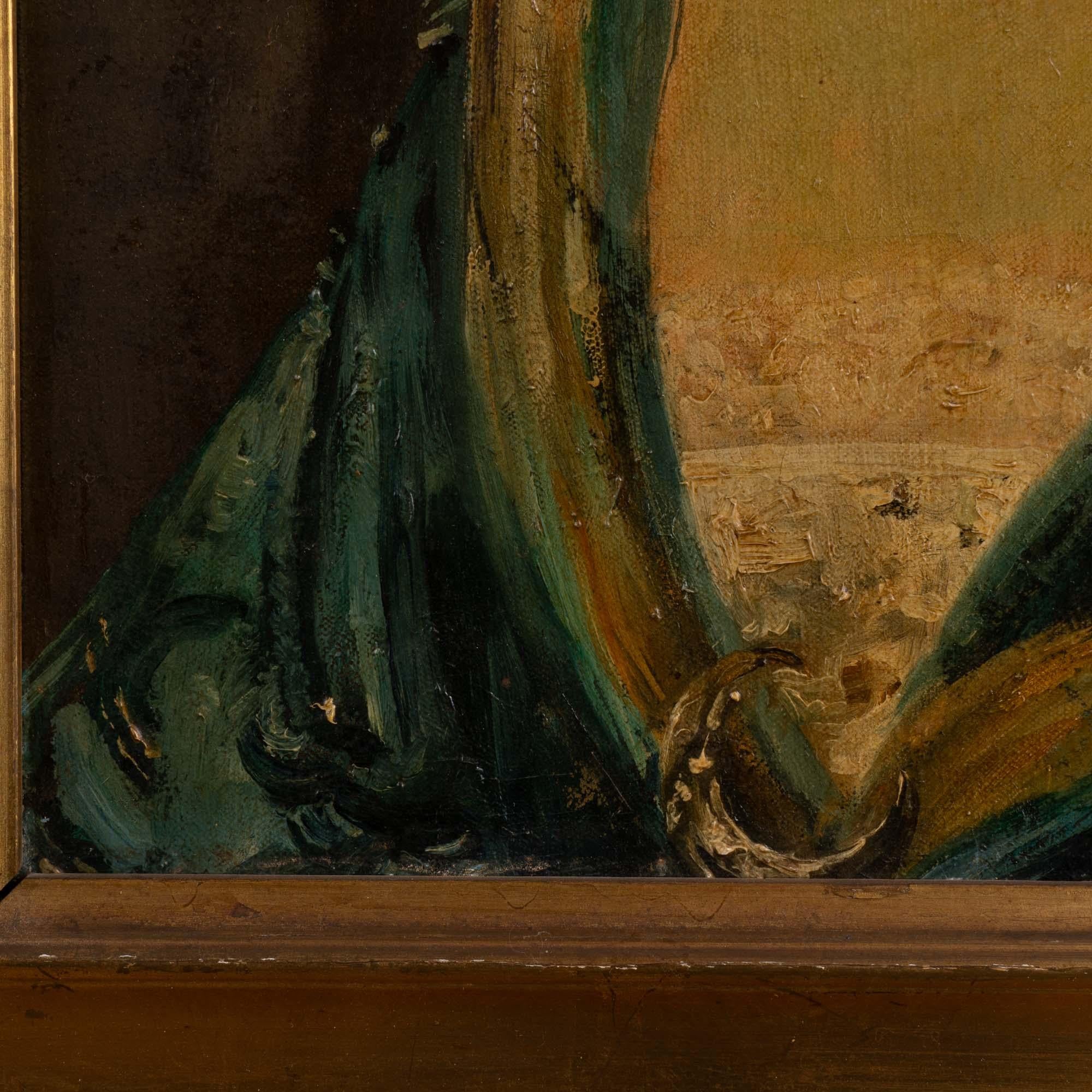 19th Century Original Oil on Canvas Portrait of Woman, 