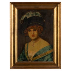 Huile sur toile originale du 19ème siècle représentant une femme, « Edition » signée A. Weie