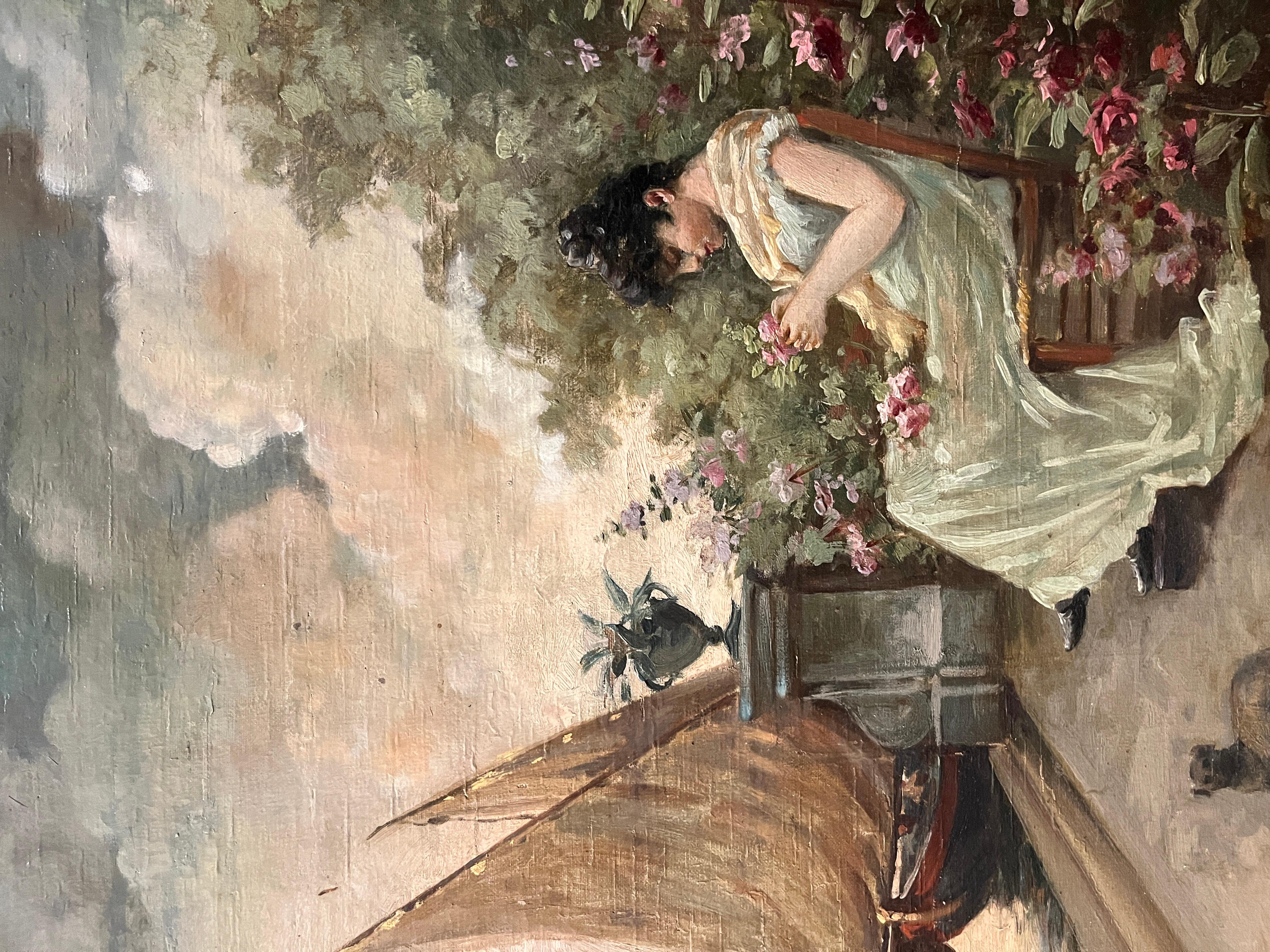 Peinture à l'huile originale du 19ème siècle attribuée à Fausto Zonaro État moyen - En vente à Scottsdale, AZ