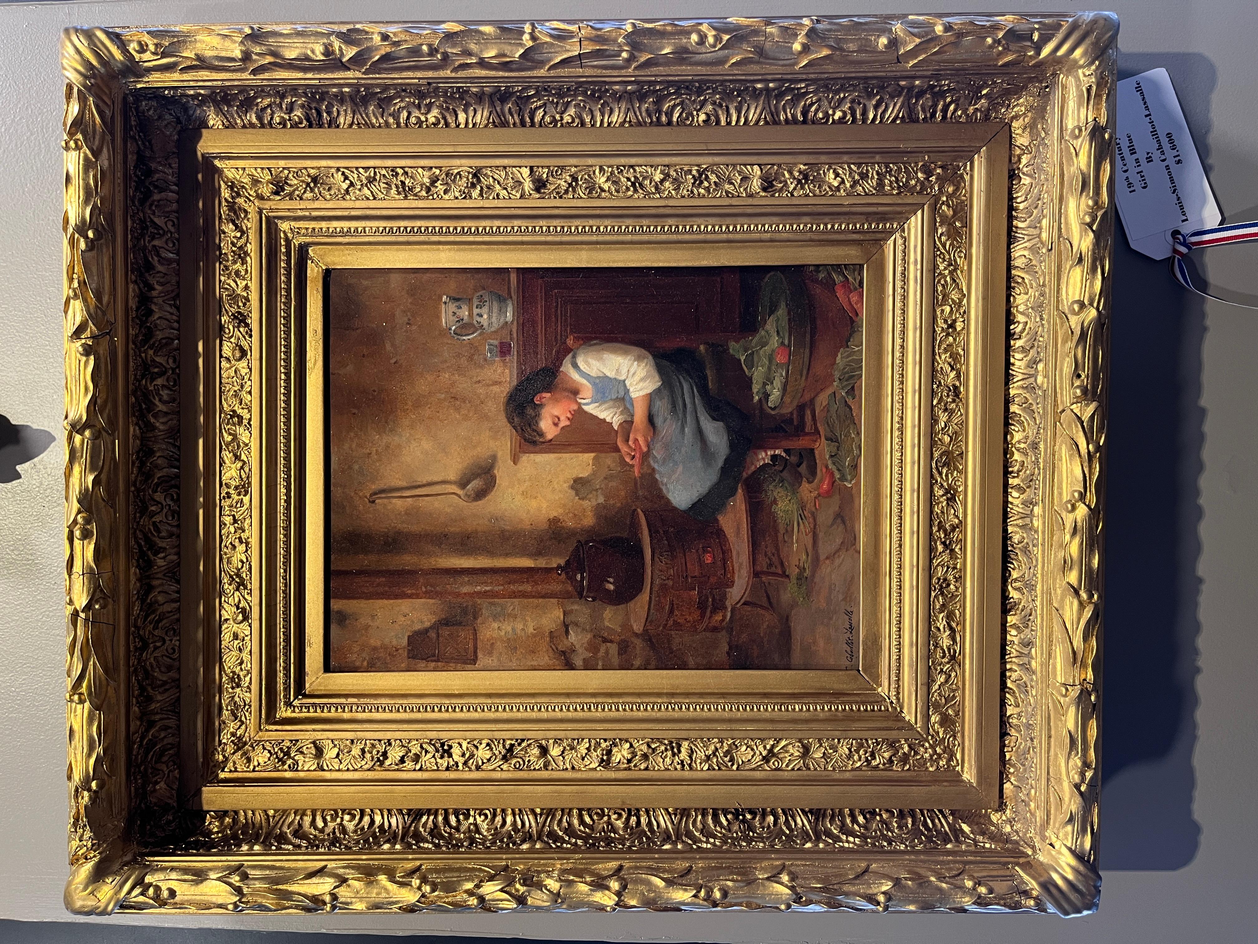 French 19th Century Original Oil Painting by Louis-Simon Cabaillot Lassale For Sale