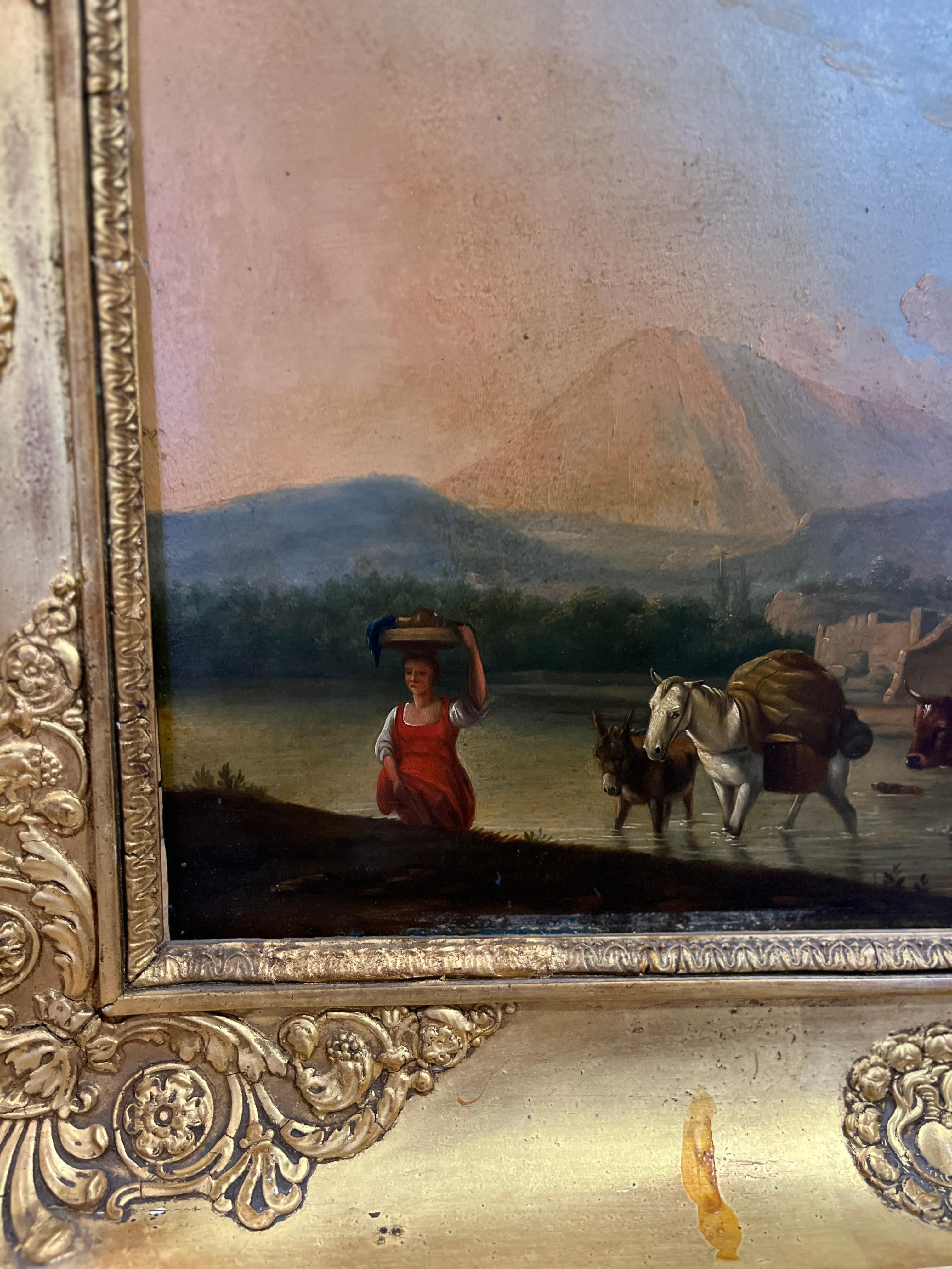 Peinture à l'huile originale du 19e siècle, paysage italien en vente 1
