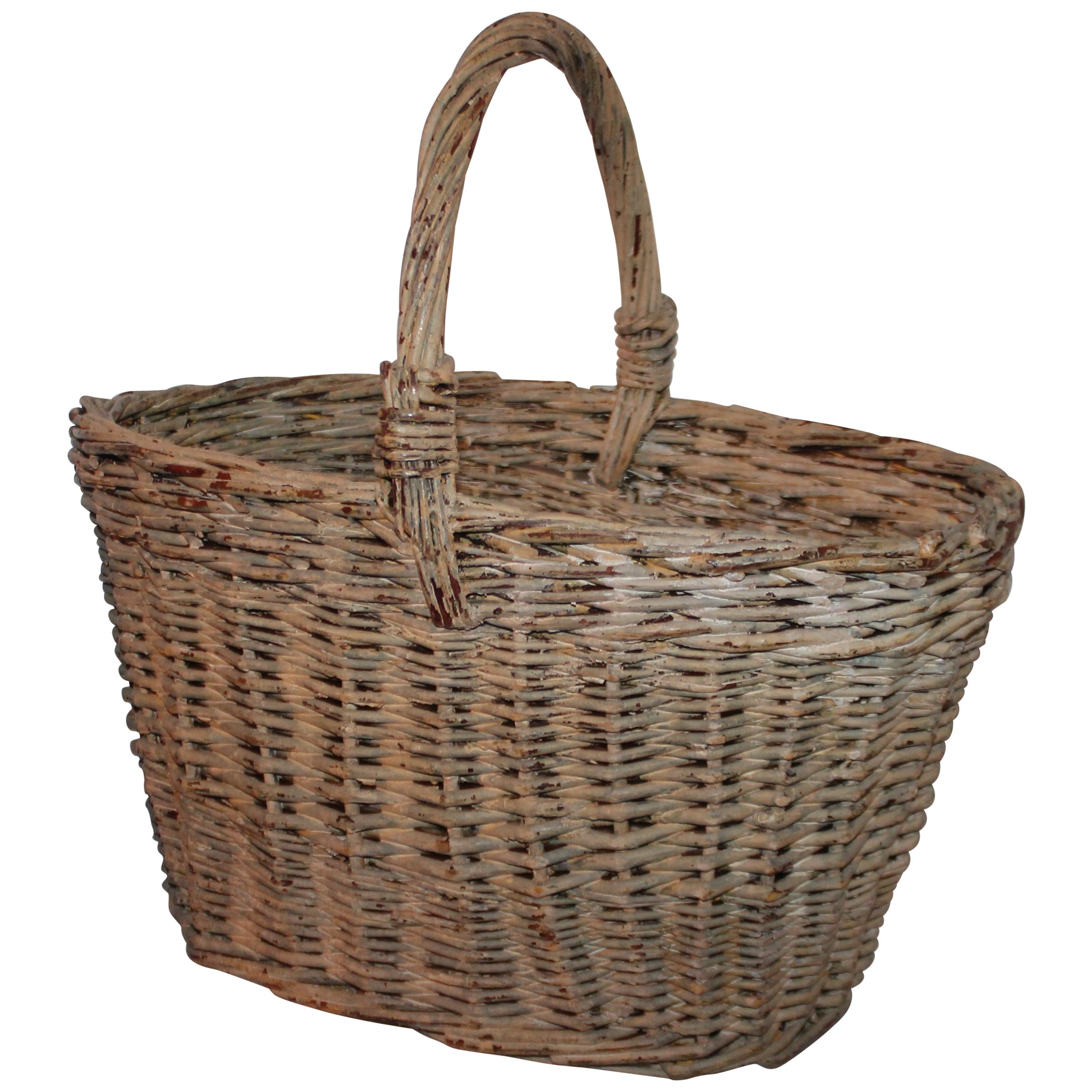 19th Century Original Painted Basket