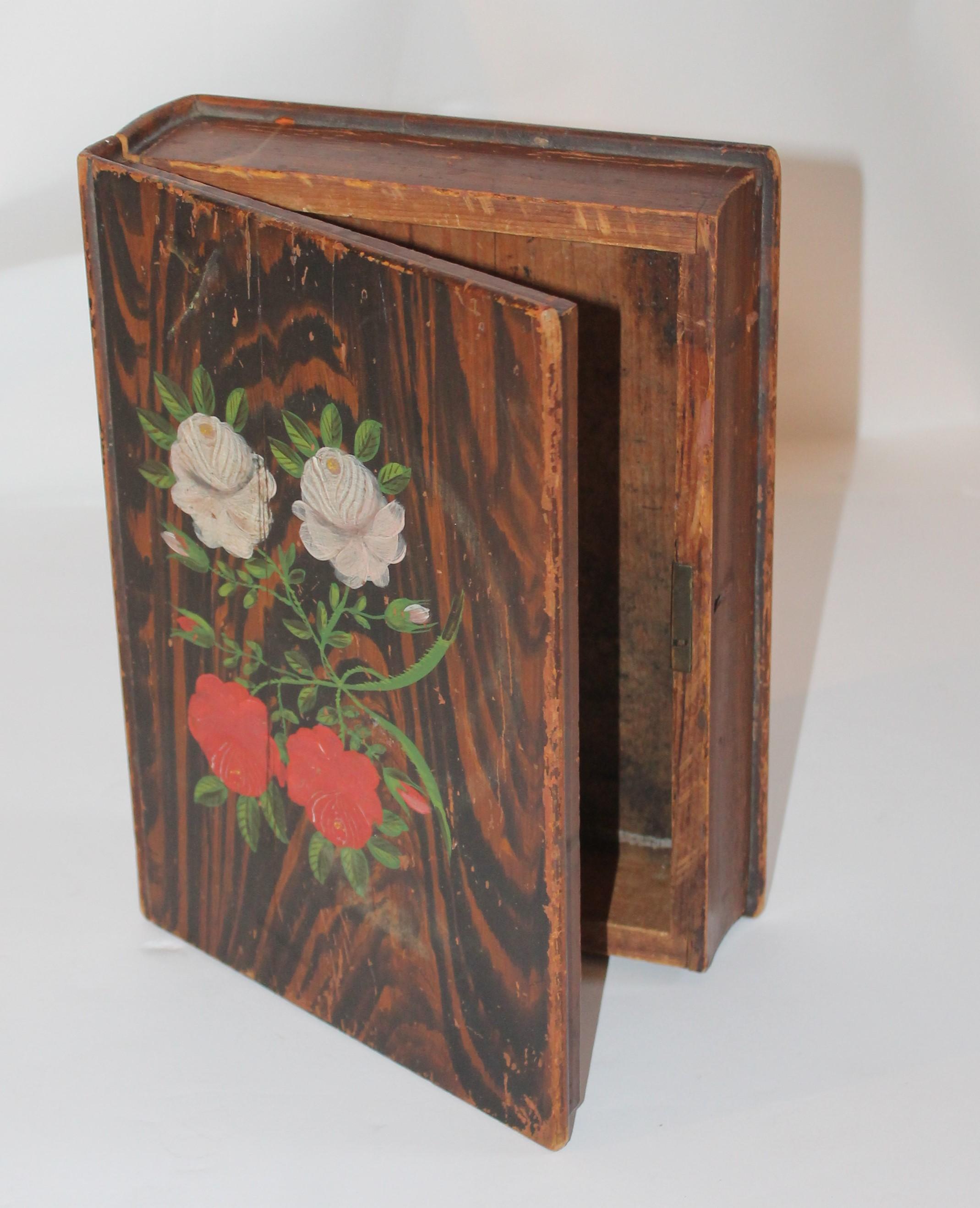 This amazing all original hand-painted and handmade bible box is in fine condition. These most unusual paint decorated boxes are very rare and this in particularly good condition.
    