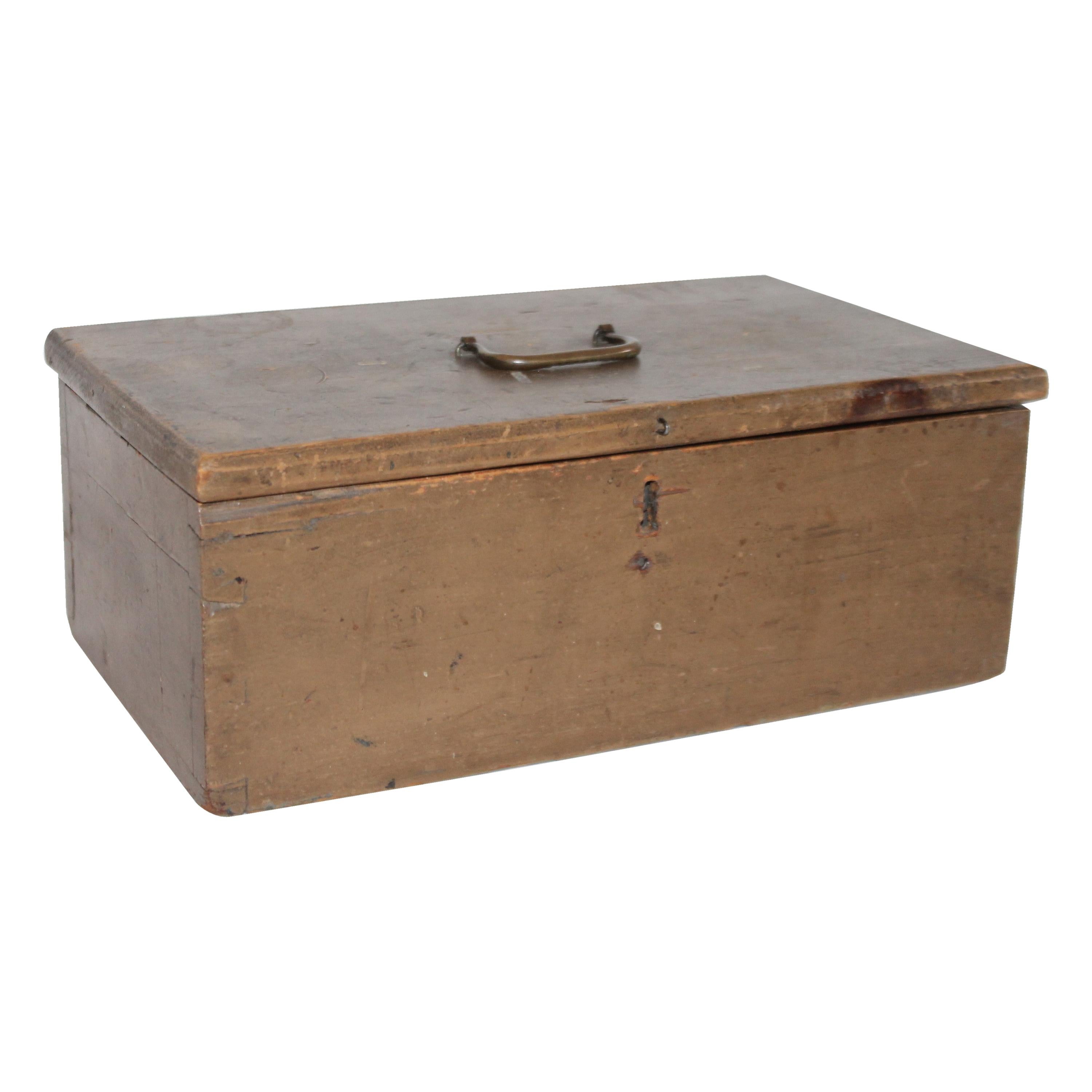 19th Century Original Painted Dovetailed Document  Box