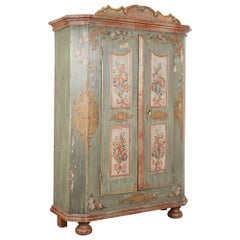 19th Century Original Painted German Two Door Armoire Shrunk