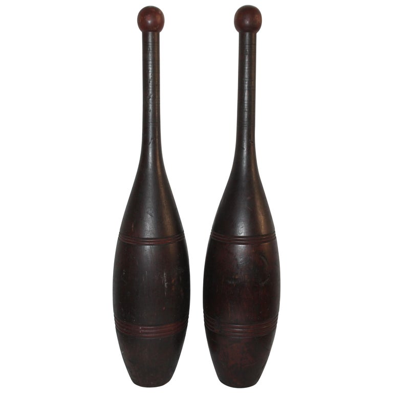 19th Century Original Painted Juggling Pins For Sale at 1stDibs