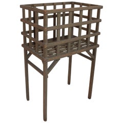 19th Century Original Painted Lattice Basket on Legs
