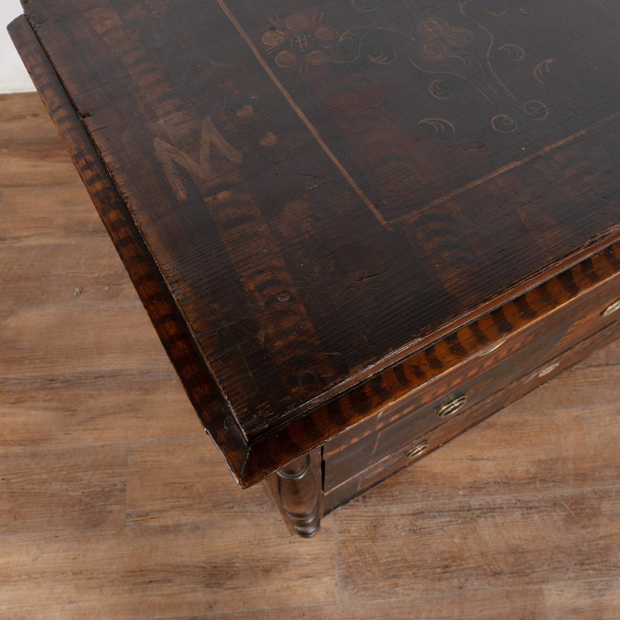 19th Century Original Painted Pine Chest of Three Drawers 2