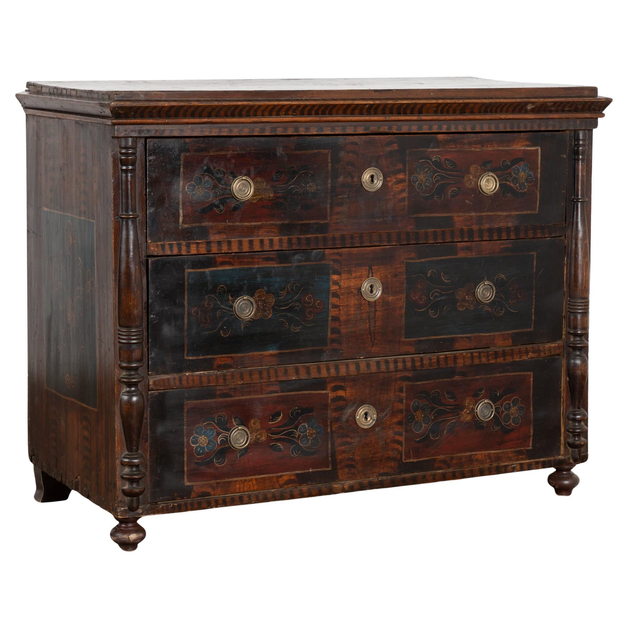 19th Century Original Painted Pine Chest of Three Drawers