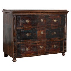 19th Century Original Painted Pine Chest of Three Drawers