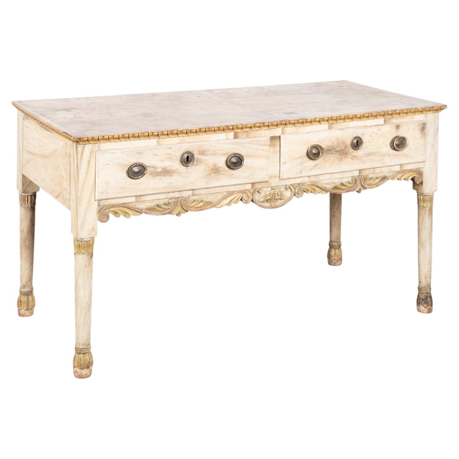 19th Century Original Painted Portuguese Console Table with Two Drawers