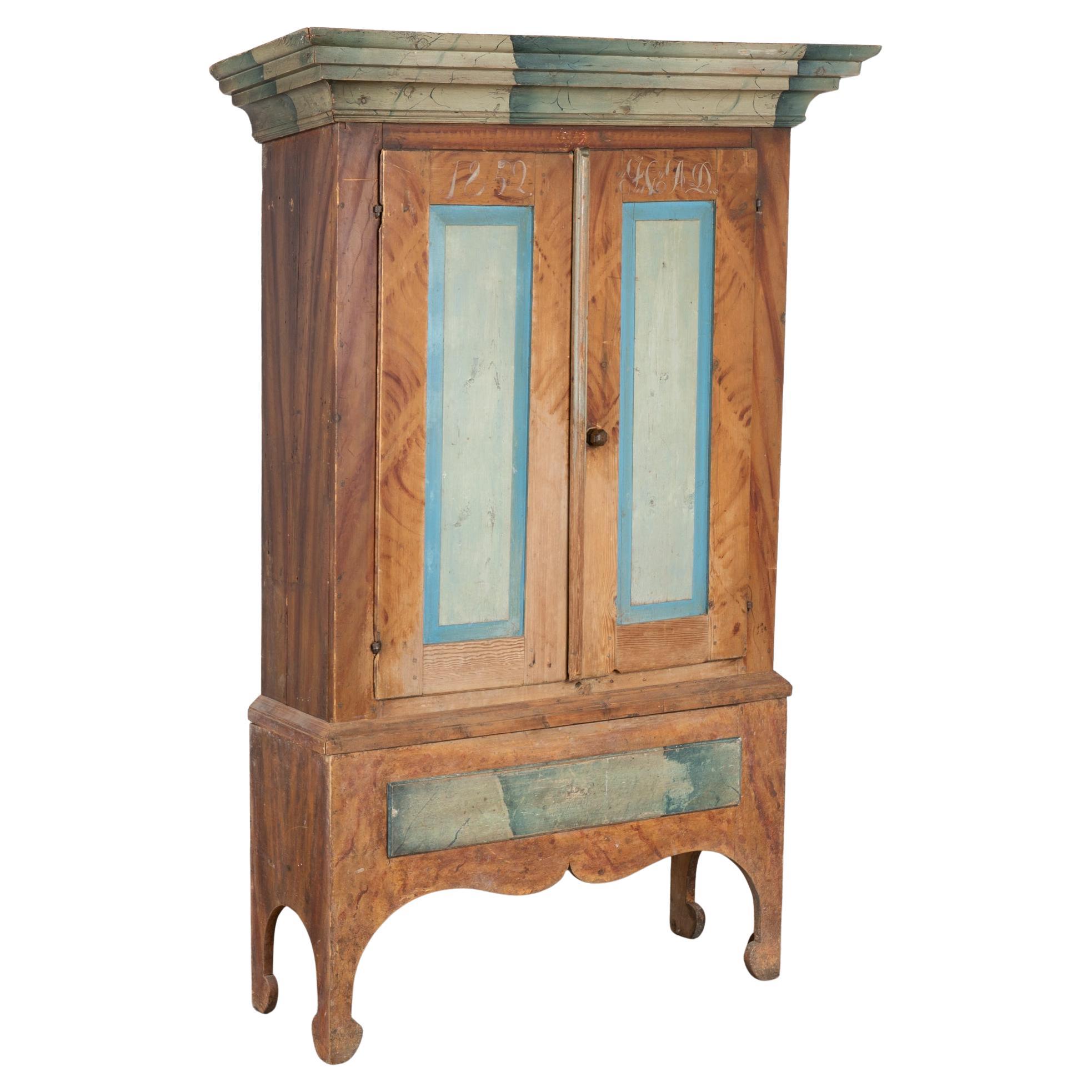 19th Century Original Painted Swedish Cabinet dated 1852