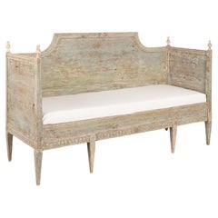 19th Century Original Painted Swedish Pine Bench
