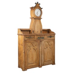 19th Century Original Painted Swedish Pine Clock Cabinet