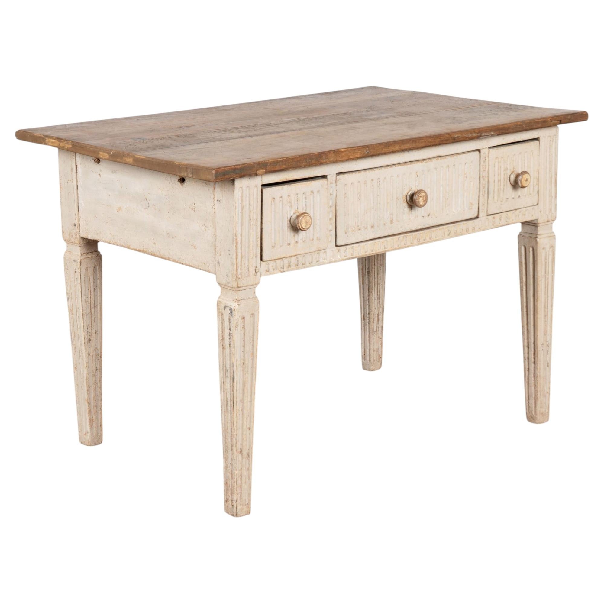 19th Century Original Painted Swedish Pine Side Table Console For Sale