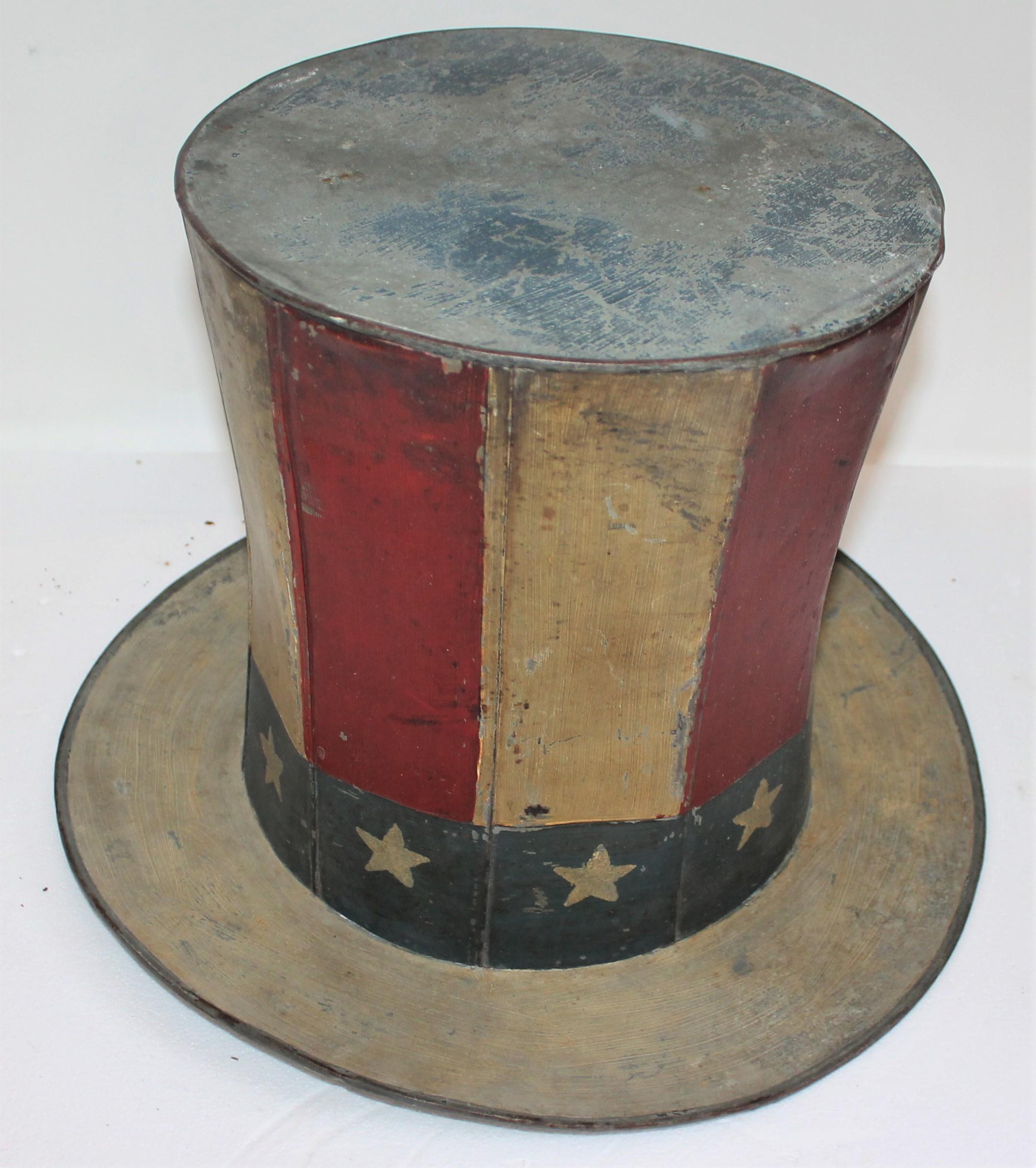 19th Century Original Painted Tin Large Trade Sign / Hat 5