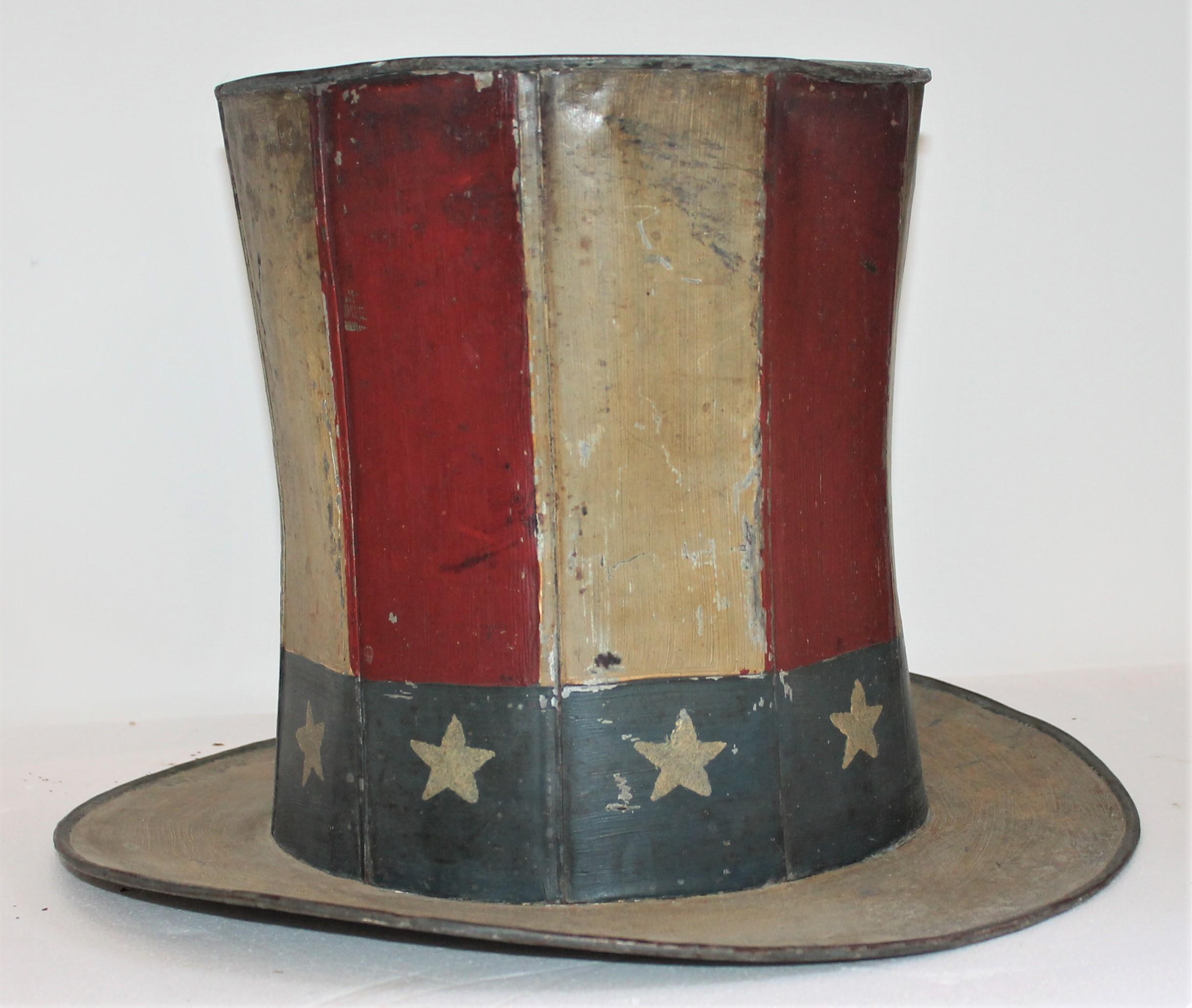 Country 19th Century Original Painted Tin Large Trade Sign / Hat