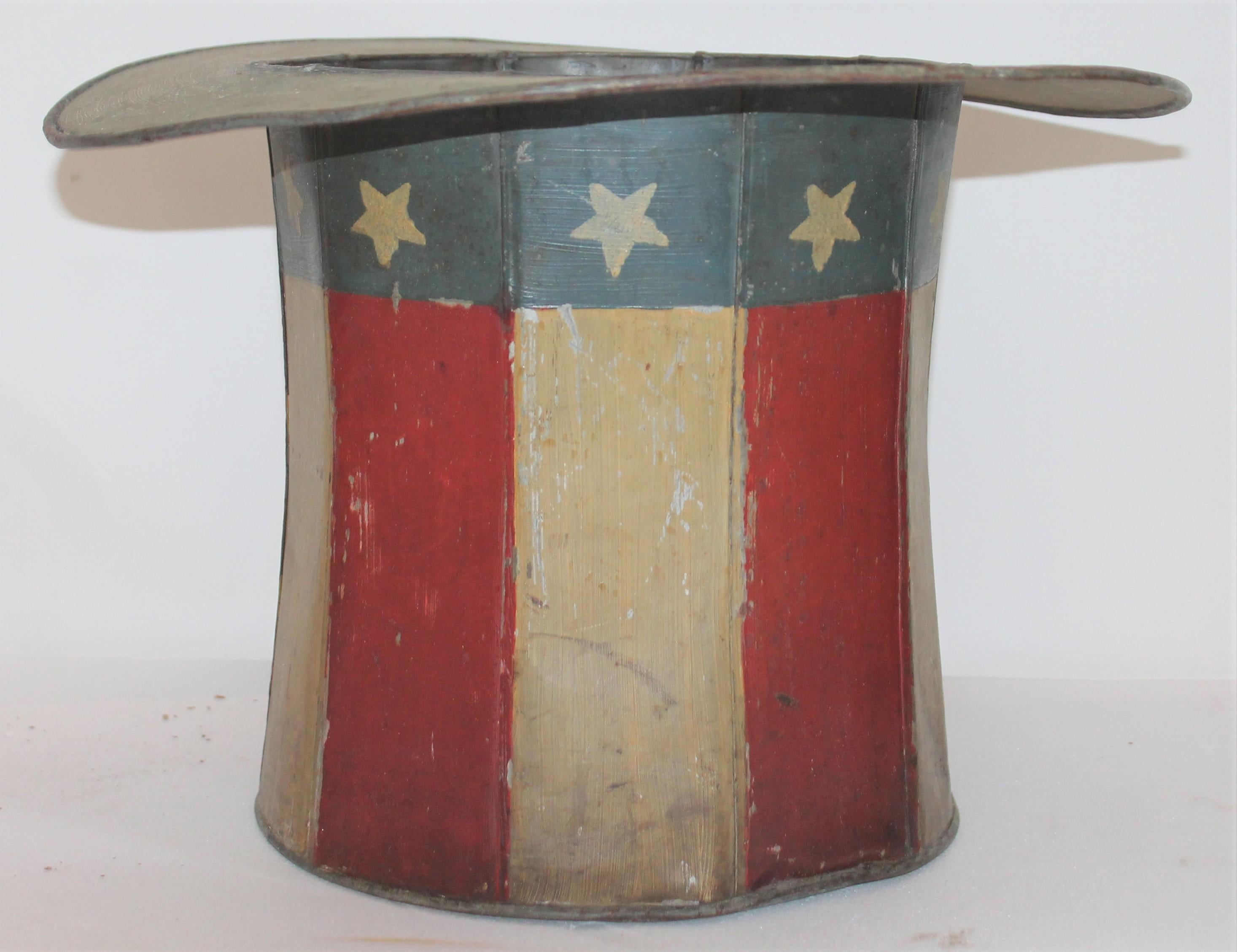 American 19th Century Original Painted Tin Large Trade Sign / Hat