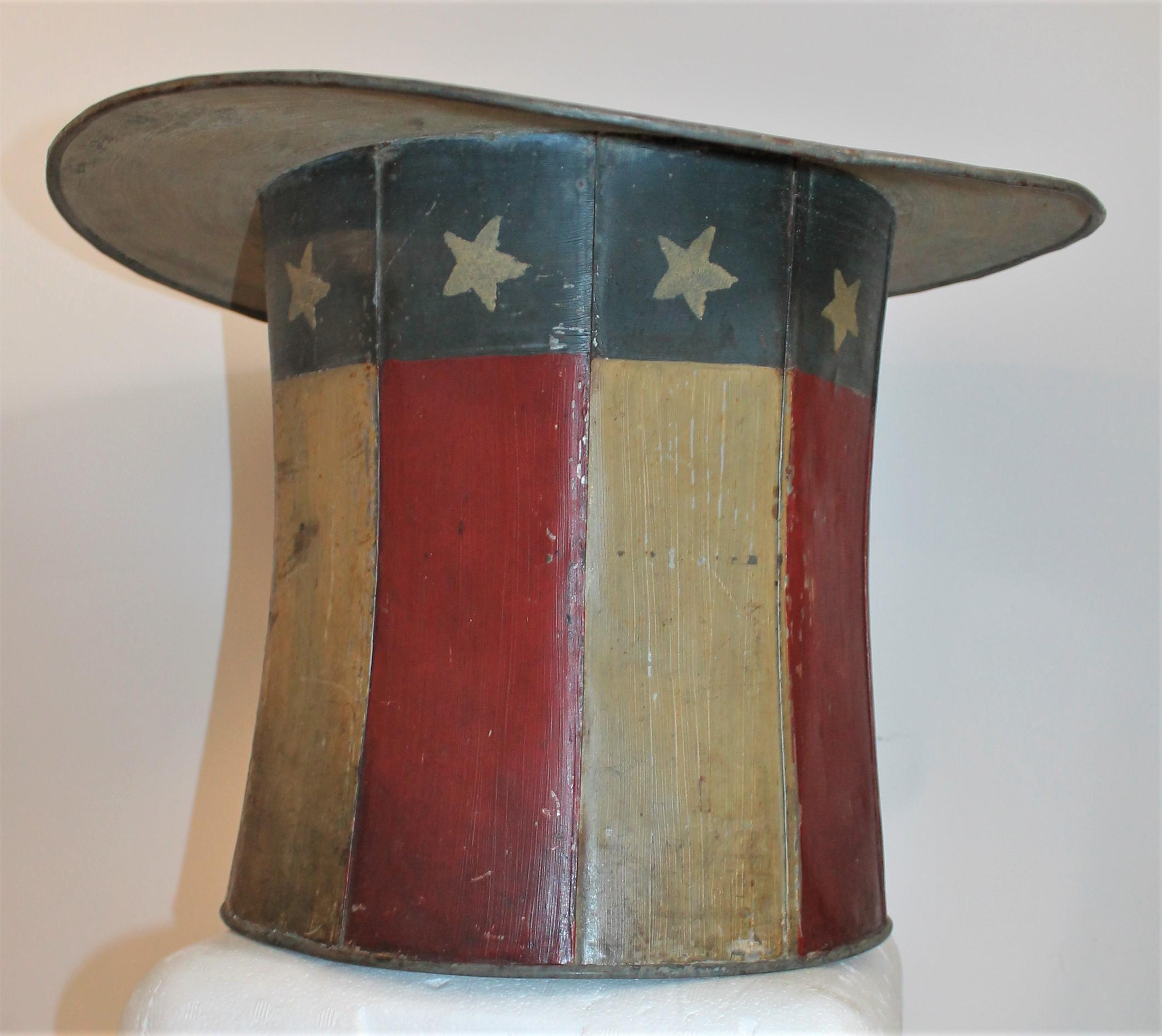 American 19th Century Original Painted Tin Large Trade Sign/Hat