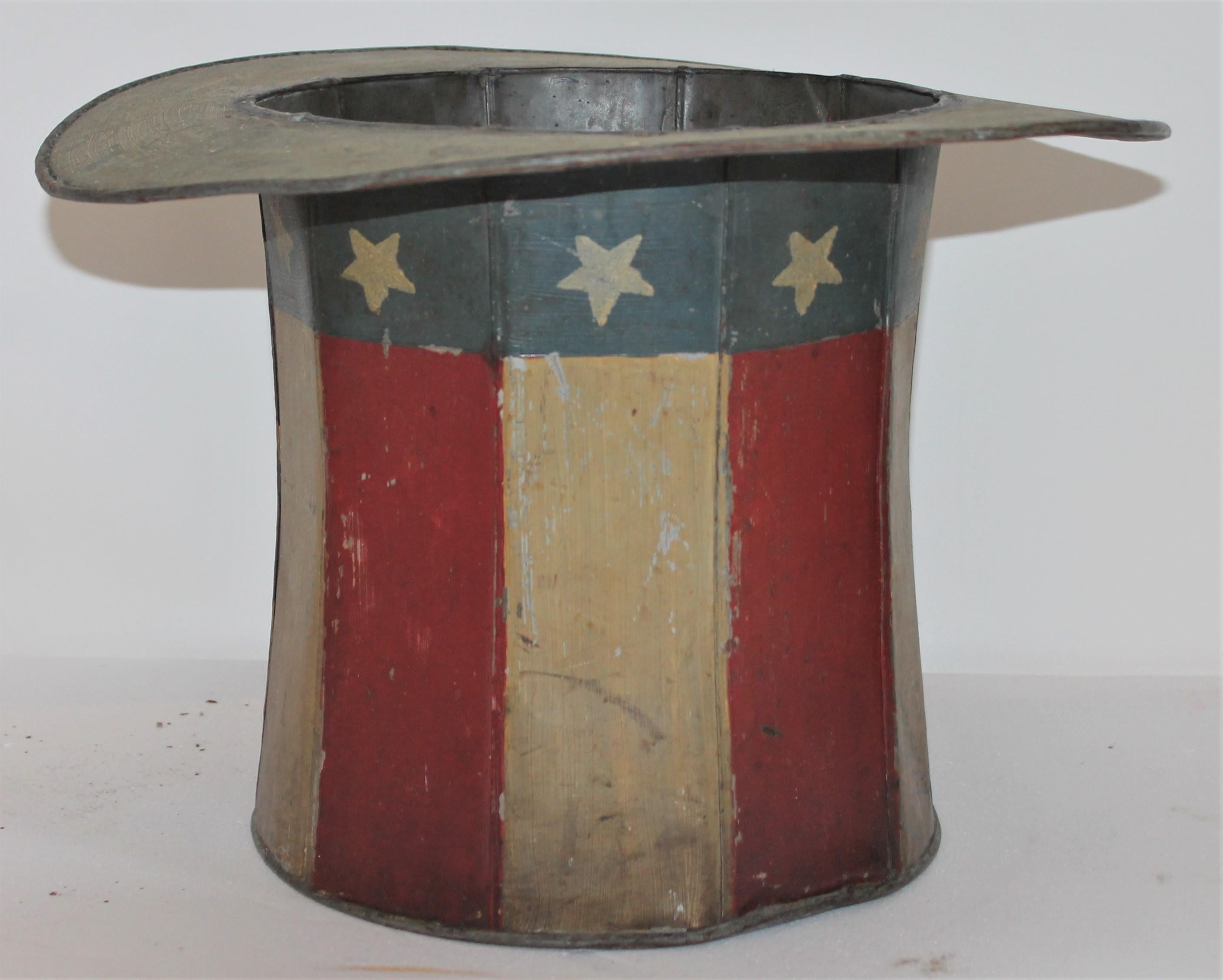 Hand-Crafted 19th Century Original Painted Tin Large Trade Sign / Hat
