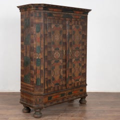 19th Century Original Painted Two Door Armoire, Hungary