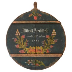 19th Century Original Painted Wall Board, Food Plate Folk Art, Bavaria Germany