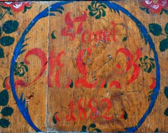 19th Century Original Painted Wall Board Food Plate Folk Art Bavarian German