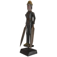 19th Century Original Painted Whirligig Soldier on Stand