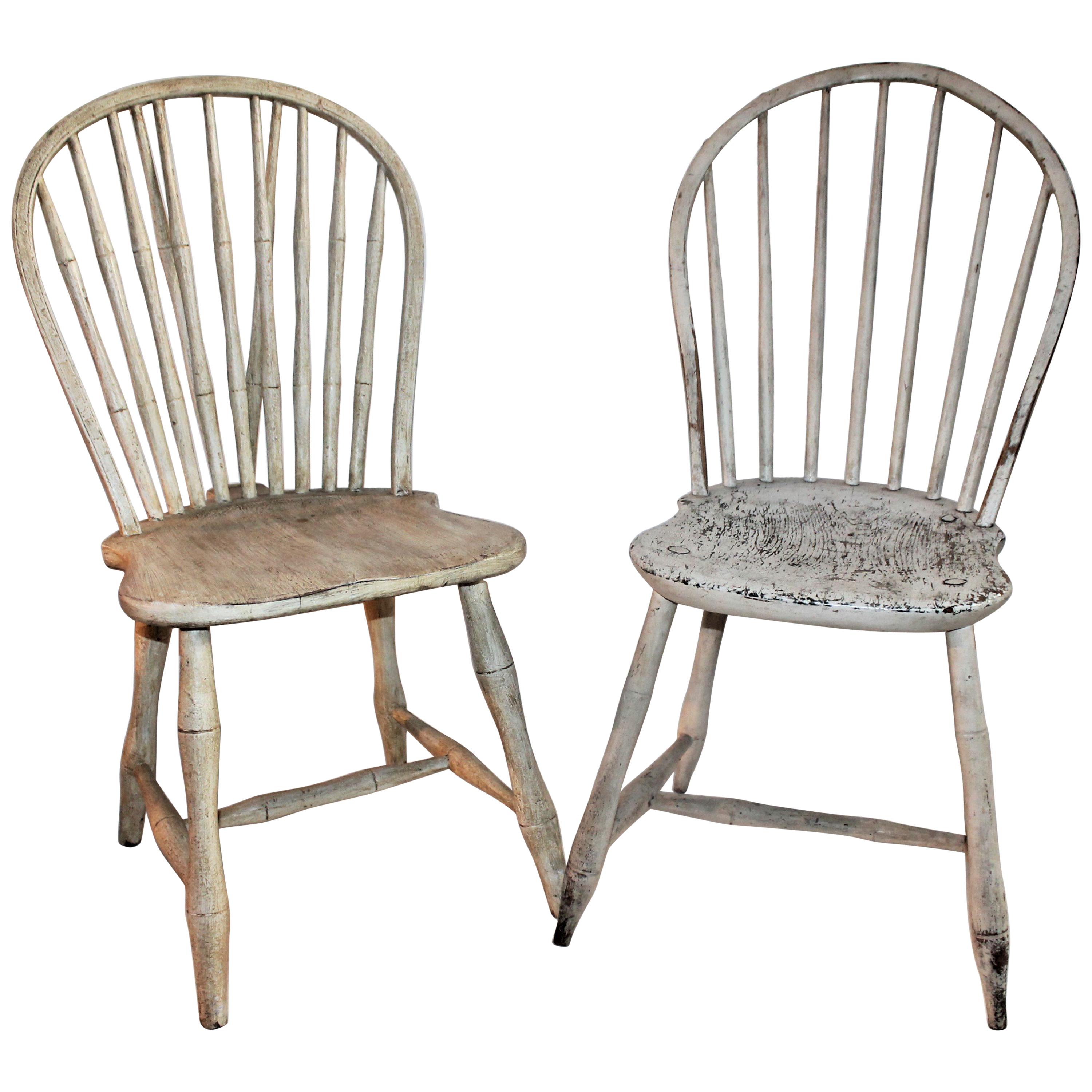 19th Century Original Painted Windsor Chairs, Pair