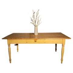 19th Century Original Pine Farm Table Polychromed Home Paint Surface