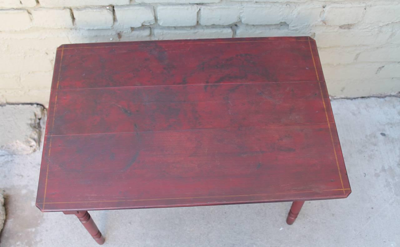 19th Century Original Red Painted Children's Table and Collection of Four Chairs 2