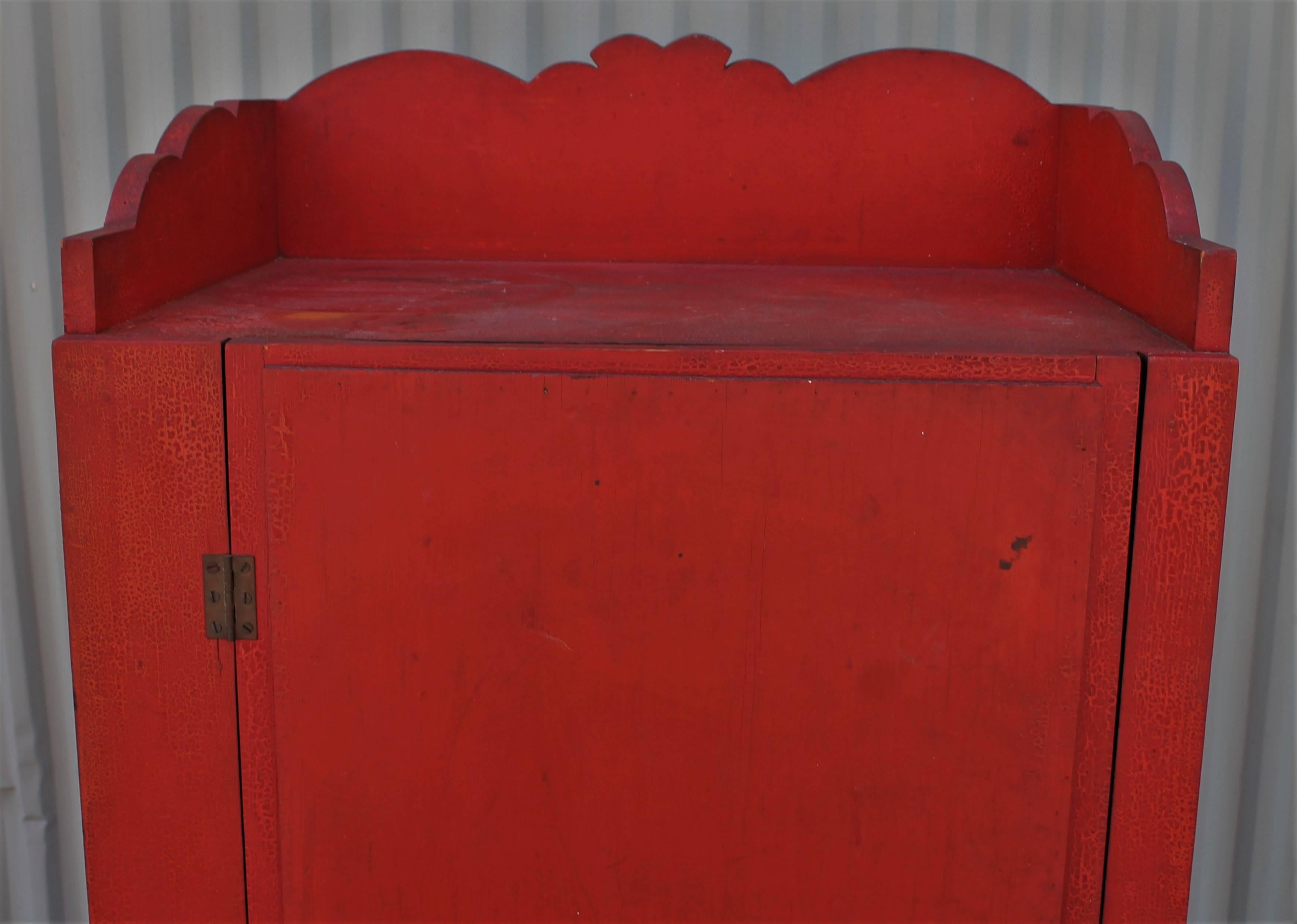 19th Century Original Red Painted Cupboard 6