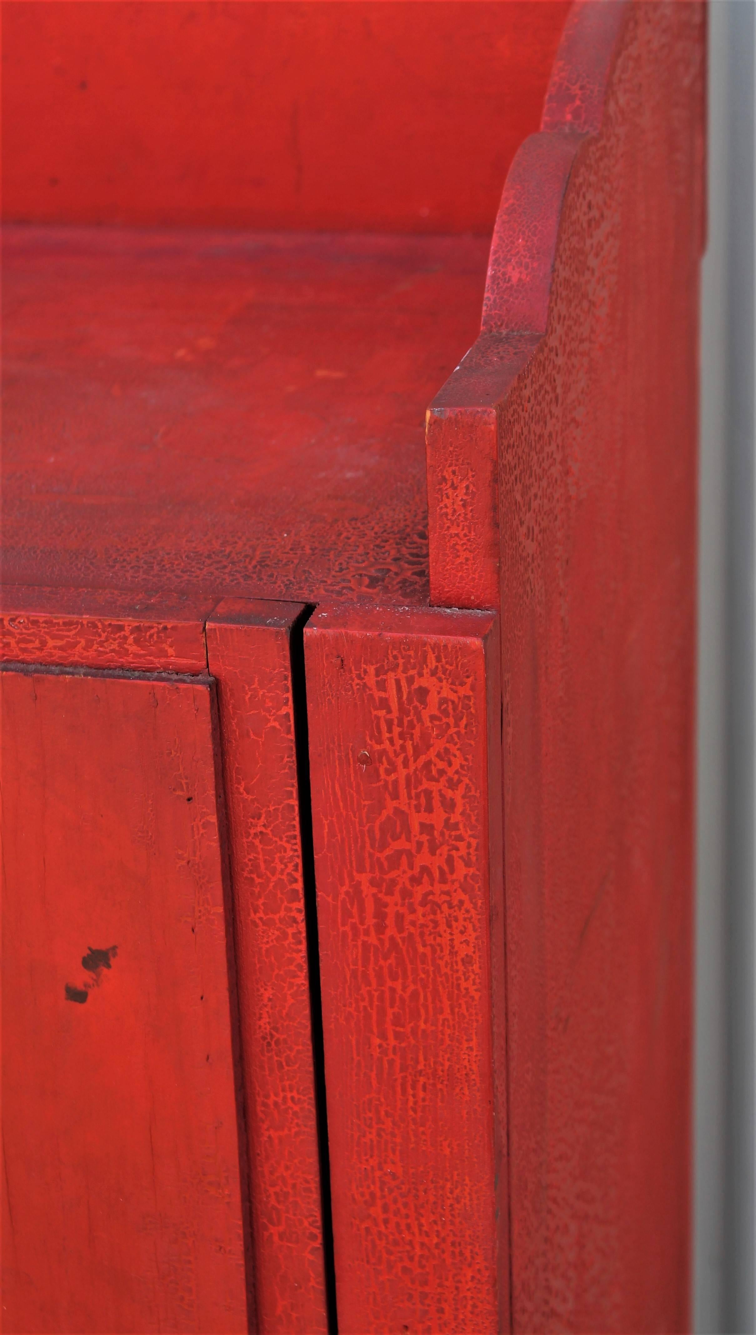 19th Century Original Red Painted Cupboard 8