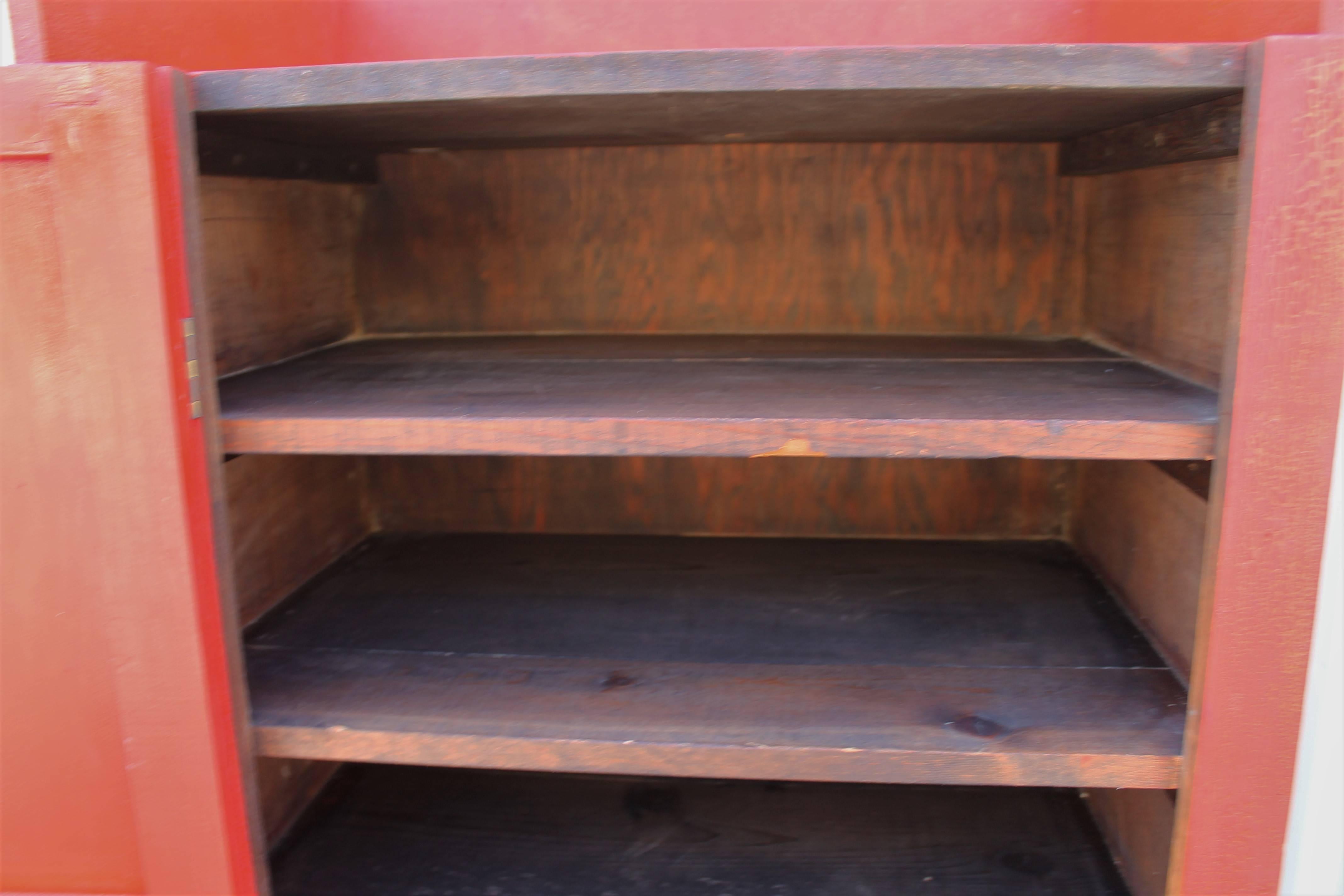 19th Century Original Red Painted Cupboard 1