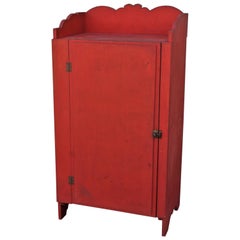 Antique 19th Century Original Red Painted Cupboard