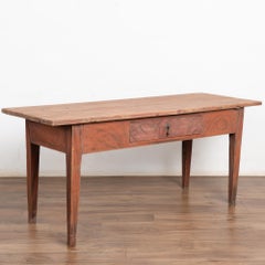19th Century Original Red Painted Swedish Pine Farm Table Console