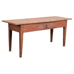 19th Century Original Red Painted Swedish Pine Farm Table Console