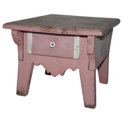 19th Century Original Rose Painted Stool with Drawer