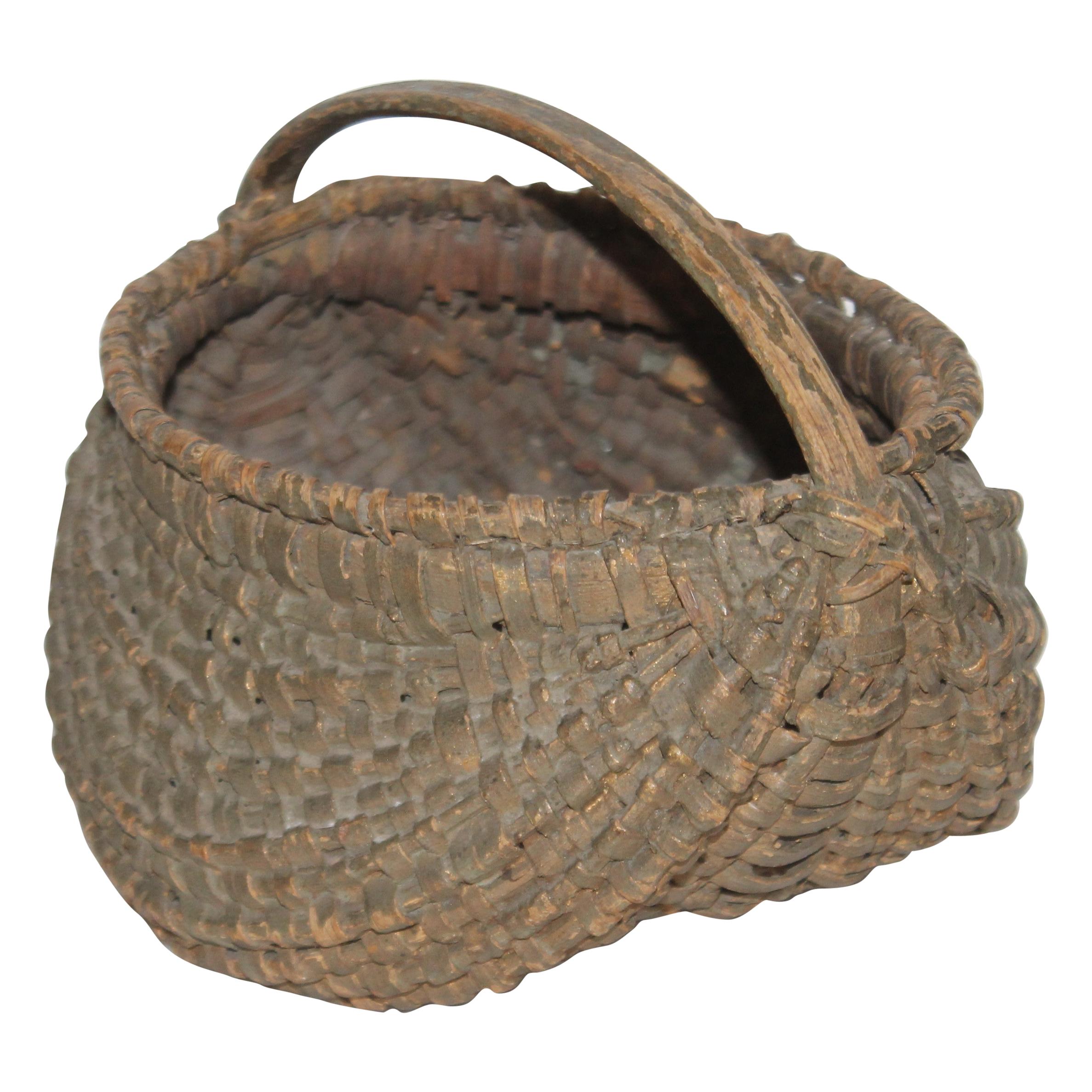 19th Century Original Sage Green Mini Hiney Basket