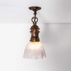19th Century Original Single Copper Holophane Pendant Lamp