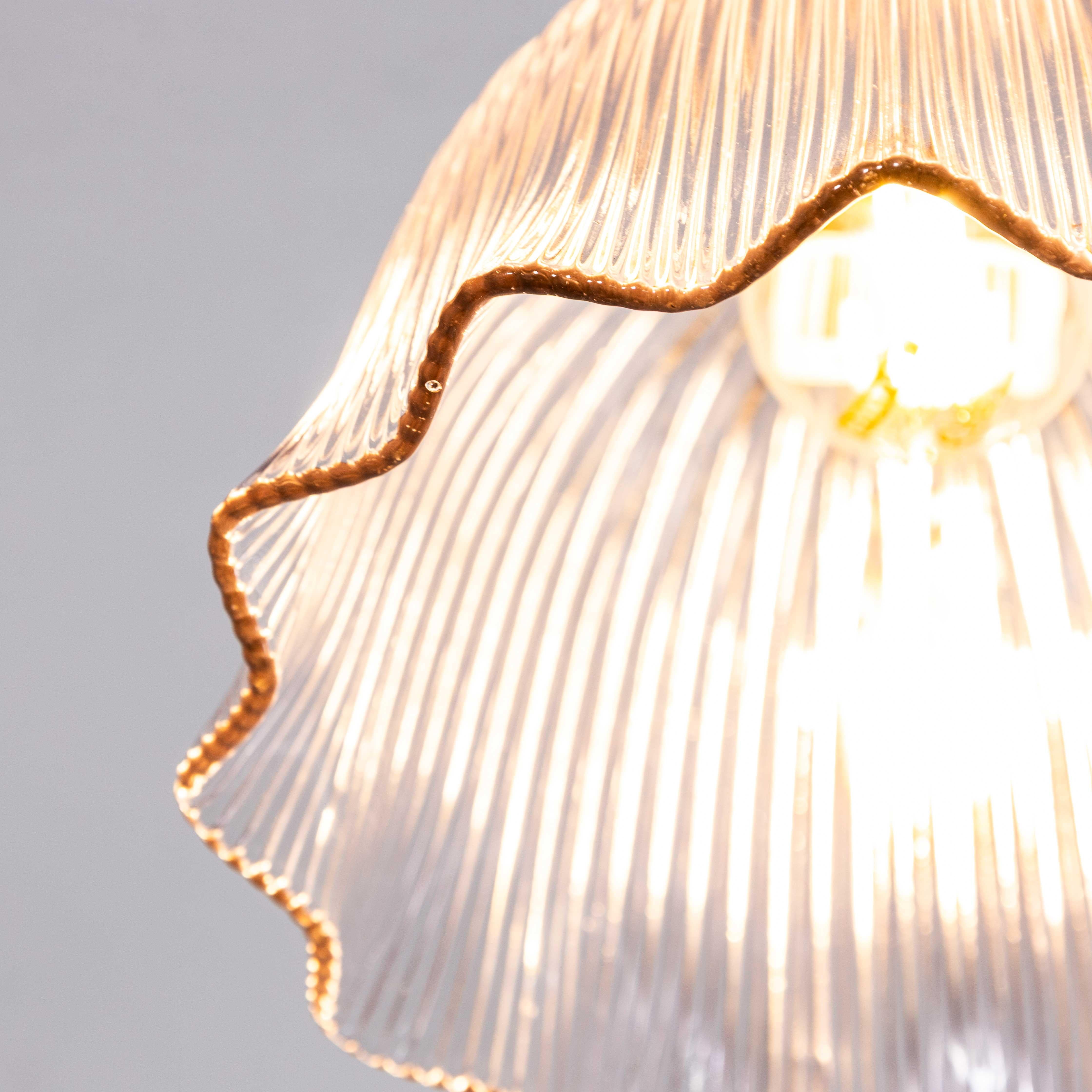 Glass 19th Century Original Single Copper Holophane Pendant Lamp For Sale