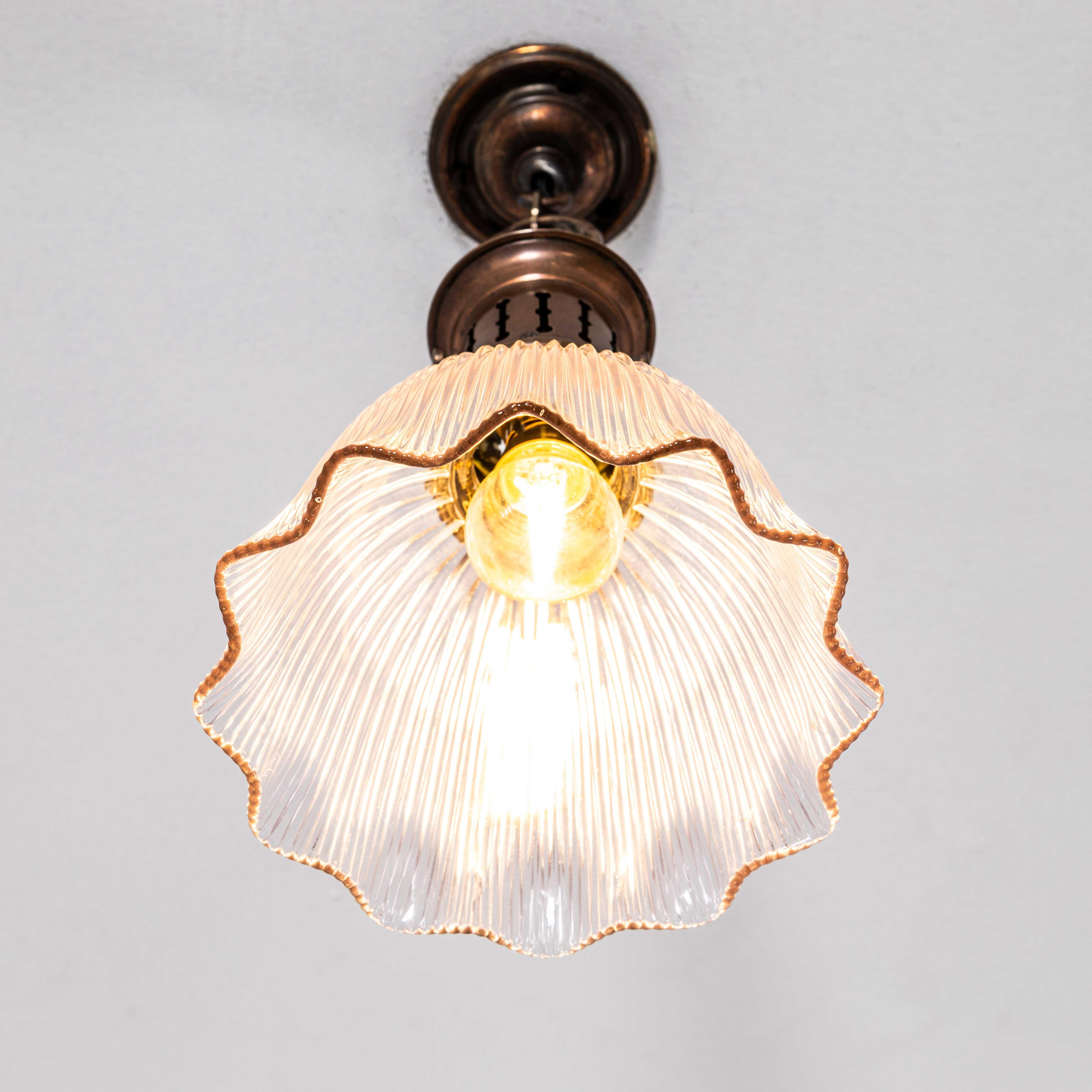 19th Century Original Single Copper Holophane Pendant Lamp For Sale 1