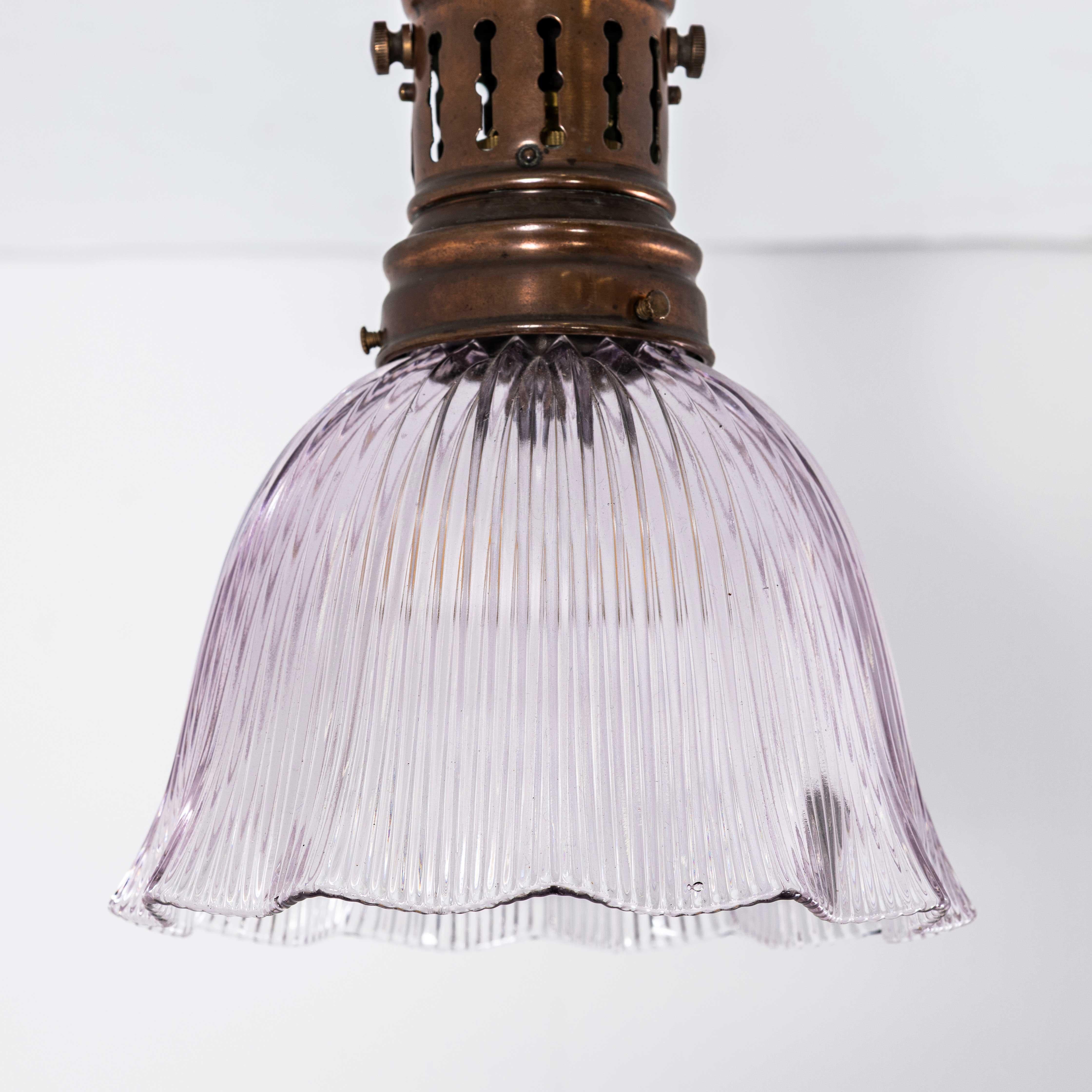 19th Century Original Single Copper Holophane Pendant Lamp For Sale 2