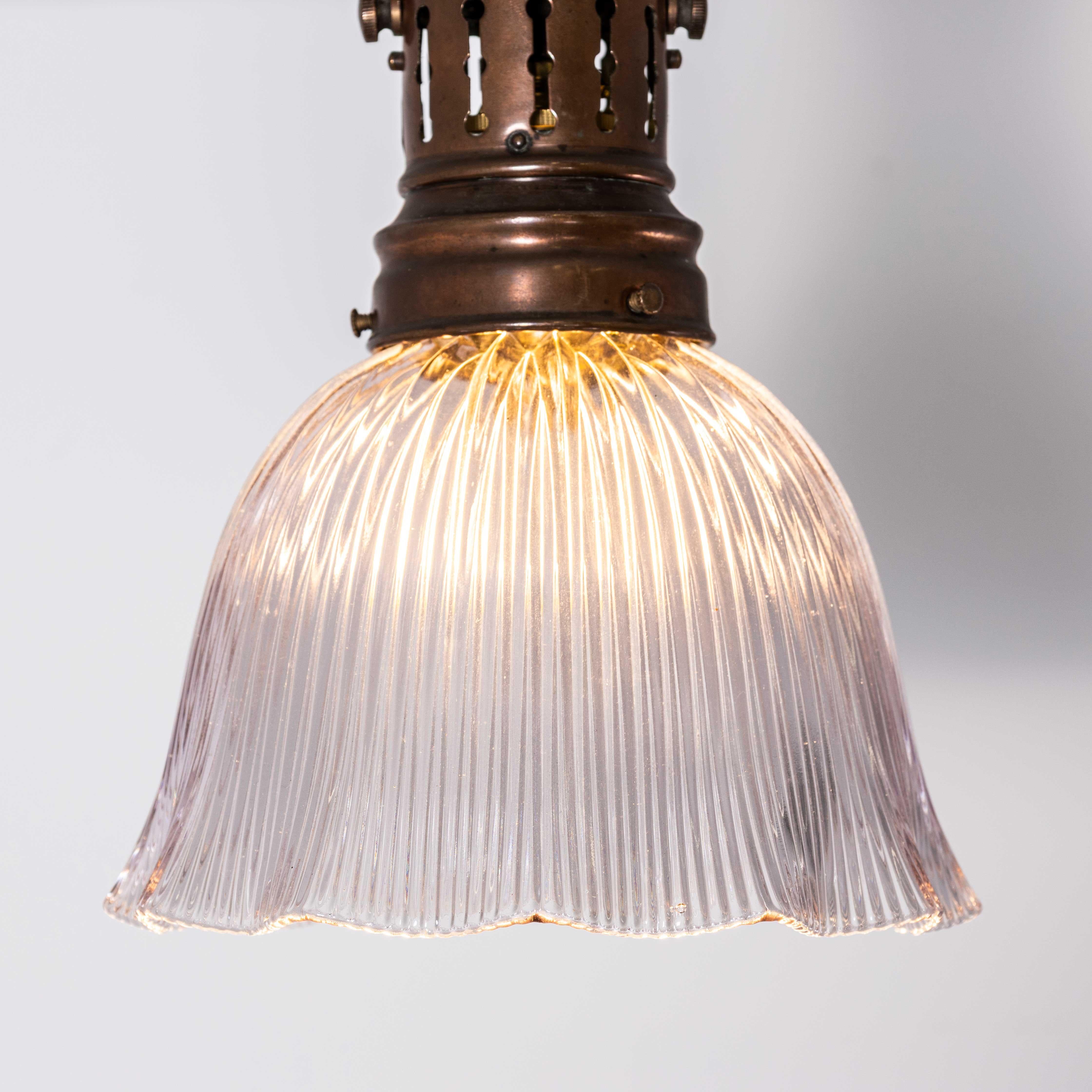 19th Century Original Single Copper Holophane Pendant Lamp For Sale 3