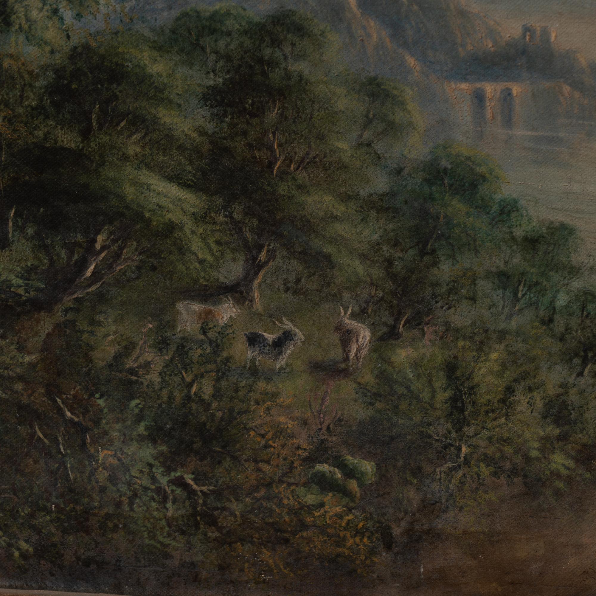 19th Century Original Swedish Oil on Canvas Landscape with Forest and Lake For Sale 2