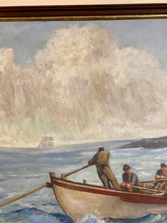 Dipinto originale del XIX secolo sulla caccia alle balene di Benjamin Russell, circa 1880