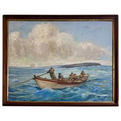 Cuadro ballenero original del siglo XIX de Benjamin Russell, hacia 1880