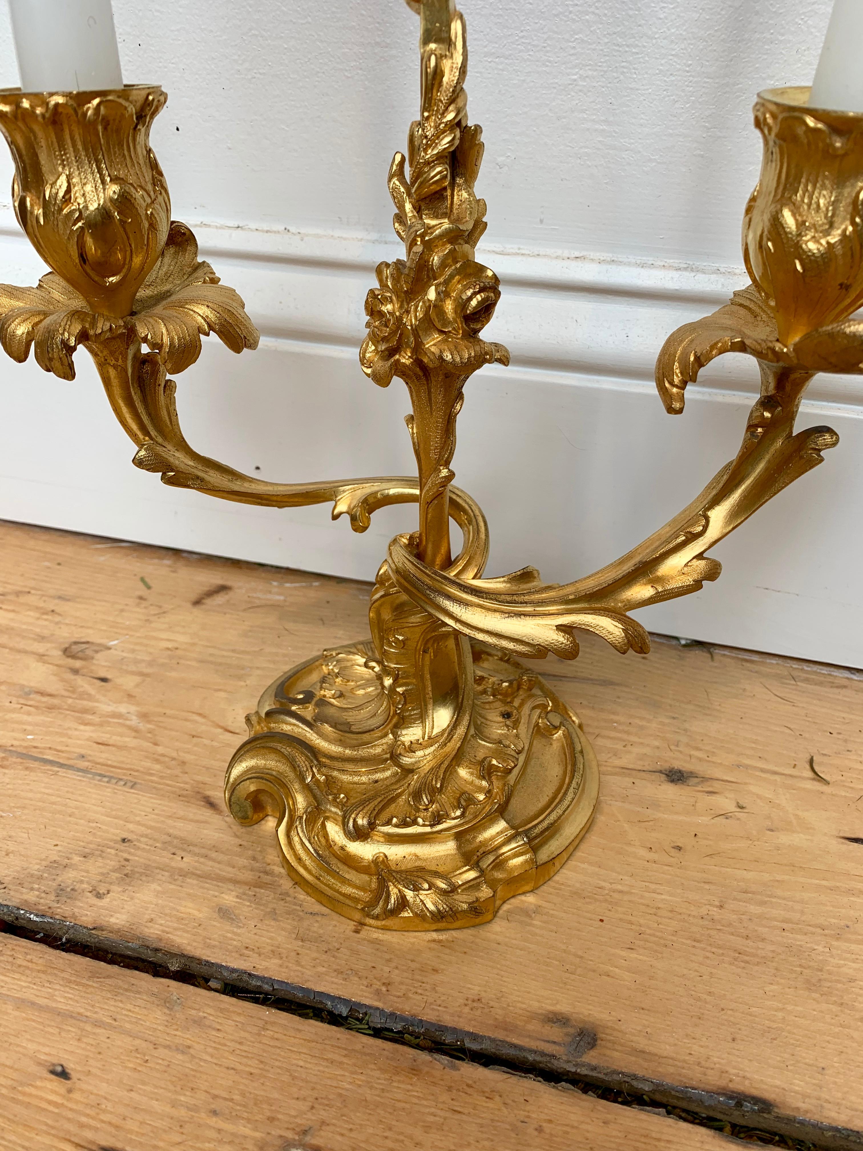 19th Century Ormolu and Cobalt Glass Miracle Bouillotte Lamp (Louis XV.)