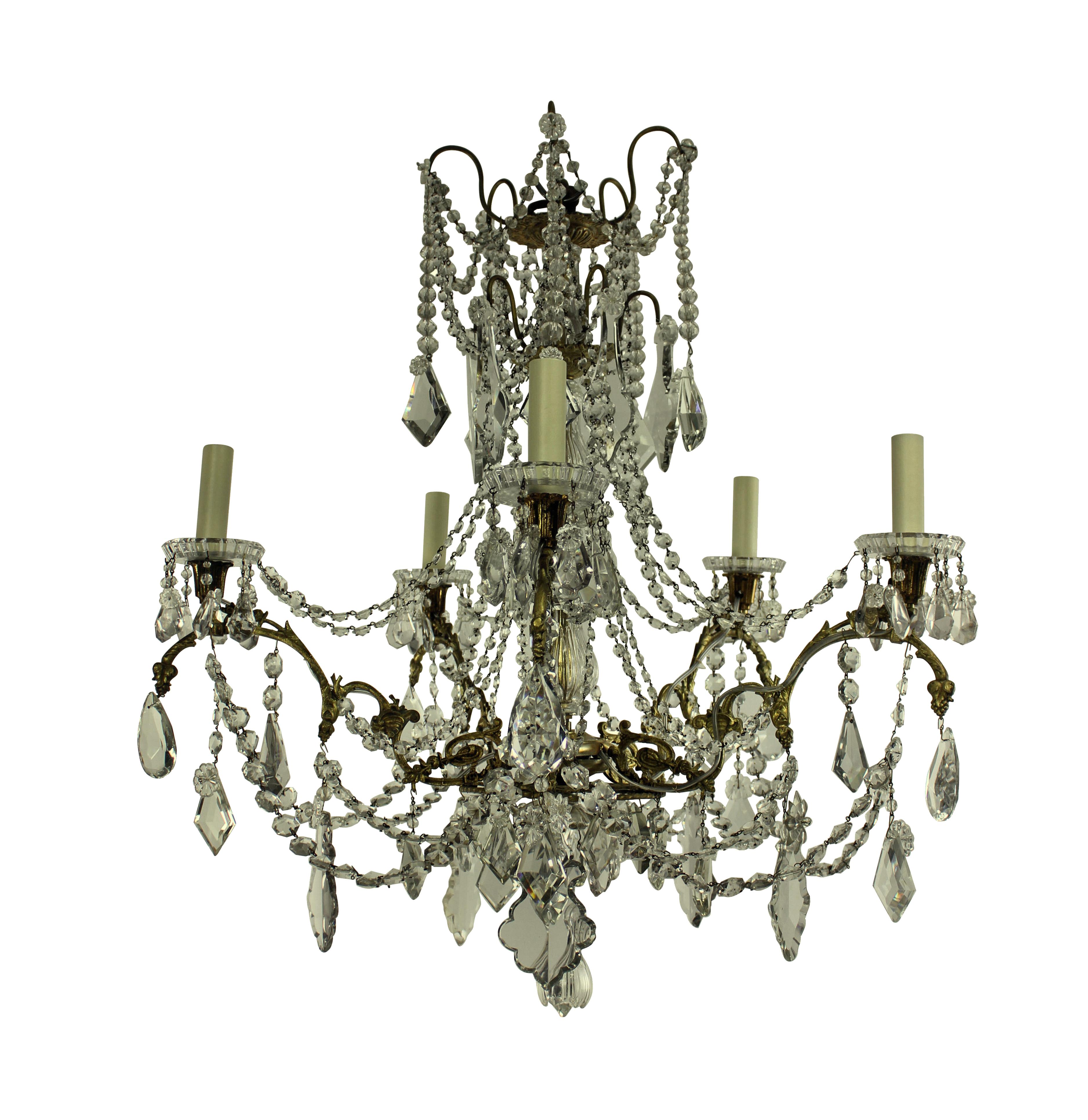 French 19th Century Ormolu and Cut-Glass Chandelier, Signed Baccarat